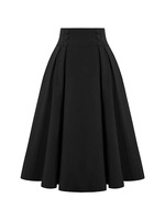 Jupe longue plissée décontractée mi-longue style corset vintage taille haute avec poches pour femme, idéale printemps-automne