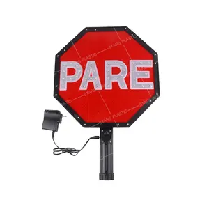 LED Handle Stop Paddle Rechargeable Handle Stop Sign LED SIGA PARE Double Sided Flash Warning Sign