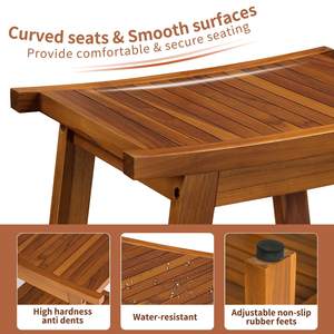 Taburete de Baño Moderno de <span class=keywords><strong>Madera</strong></span> Maciza - Taburete de Ducha de Doble Capa con Estante para Toallas y Zapatos - Product Image 4