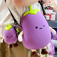 Dompet Koin Silikon Bertema Sayuran Lucu Terlaris, Casing Ponsel, Tas Penyimpanan Trendi Tanpa Cetakan, Tas Selempang, Menggemaskan