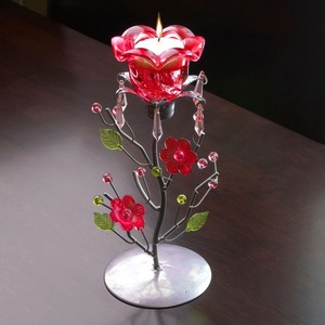 Bougeoir avec support pour thé rose rouge - Product Image 3