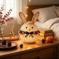 Décoration de Noël, luminaire suspendu en rotin, petit luminaire en rotin tissé à la main en forme d'animal
