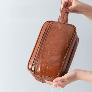Luxury Handheld Cosmetic <b>Bag</b> Large Capacity Wet & Dry <b>Storage</b> <b>Bag</b> Waterproof Outdoor <b>Travel</b> PU Men's Wash <b>Bag</b> - Product Image 3
