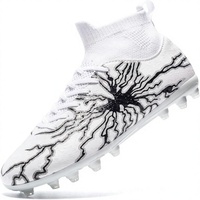 Chaussures de football pour enfants unisexes, crampons hauts en cuir véritable pour l'entraînement en extérieur