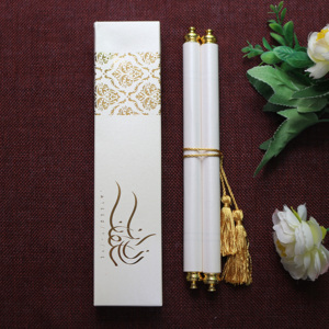 Hoàng gia màu trắng và vàng lá cuộn lời mời tiết kiệm các thẻ ngày tùy chỉnh <span class=keywords><strong>handmade</strong></span> đám cưới giấy cuộn mời - Product Image 6