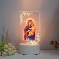 Vente en gros de lampe de statue chrétienne de jésus vierge marie Décoration intérieure Cadeaux pour enfants Veilleuse LED Lumière acrylique 3D Articles cadeaux Livraison directe