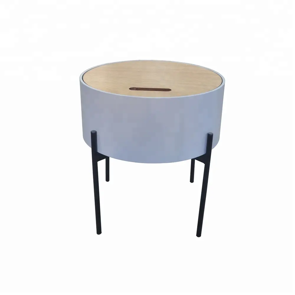 Muebles de decoración para el hogar, mesa de barril de Color personalizado de madera MDF con patas de Metal