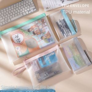 Student Transparent Frosted <b>File</b> Bag TPU Exam Test <b>Storage</b> <b>File</b> Bag Waterproof Handbag Zipper <b>File</b> Bag for School - Product Image 3