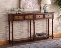 Table de porche demi-ronde en bois massif européen, table d'appoint murale pour salon, chambre à coucher, table de porte - Vente en gros