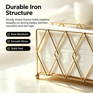 Porta Servilletas Geométrico de Metal Dorado <span class=keywords><strong>DaS</strong></span>, Dispensador Decorativo de Servilletas de Alambre para Mesa de Comedor, Cocina, Decoración de Mesa de Restaurante - Product Image 5