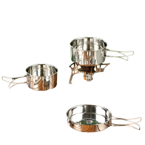 Hot Style Portable Outdoor Cookware Set 304 Stainless Steel Metal Camping Pots and <b>Pans</b> with Folding Handle - Product Image 1