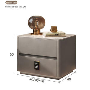 طاولة سرير ذكية حديثة فاخرة بإضاءة LED مع أدراج وشحن لاسلكي، طقم من قطعتين باللون الأسود للمنزل - Product Image 6