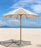 Payung Lipat Rumbai Hawaii Berkualitas Tinggi dengan Tiang Aluminium Tradisional untuk Hotel, Ruang Makan, Furnitur Luar Ruangan, dan Paviliun