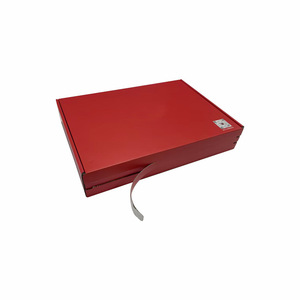 Boîte en carton ondulé rouge pliable avec logo personnalisé, bande de déchirement, pour emballage cadeau et colliers de bijoux - Product Image 1