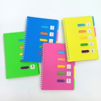 Cuaderno Espiral Colorido con 5 Pestañas de Índice, 100 Hojas, Tamaño A5/B5, Tapa Dura de PP, Diario para la Organización Escolar y de Oficina, Regalo