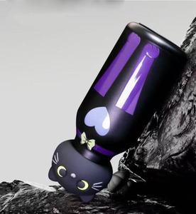 Mug <span class=keywords><strong>isotherme</strong></span> créatif et adorable en acier inoxydable, motif chat noir, rose et <span class=keywords><strong>orange</strong></span>, avec paille, pour enfants - Product Image 6