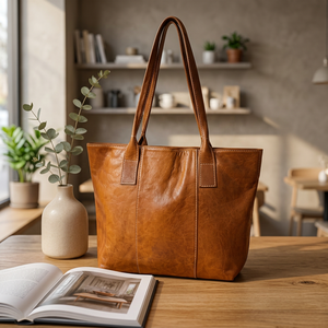 Handmade Genuine Leather Classic Tote shoulder <b>bag</b> for women - Product Image 4
