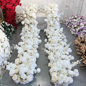Runner Floreale Artificiale Bianco all'Ingrosso per Tavoli da <span class=keywords><strong>Matrimonio</strong></span>, Runner Floreale per Corridoi, Runner di Fiori Finti per Decorazioni Eventi - Product Image 3