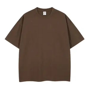 Avustralya toptan sıcak satış % 100% pamuk yaz artı boyutu koyu kahverengi erkek t-shirt özel logo baskılı düz özel t shirt