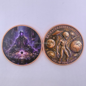 Pièces de monnaie en cuivre sur mesure, artisanat métallique, pièce de monnaie en cuivre pur .999 de 1 once, design OVNI extraterrestre, lingot de cuivre pour cadeaux souvenirs - Product Image 3