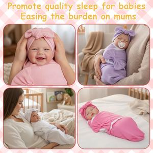 Selimut Bedong Bayi Prematur dengan Topi, Selimut Tidur untuk Bayi Laki-laki Perempuan Prematur, Kantung Bayi Baru Lahir, Katun Lembut, Dapat Dipakai (Set 2 Buah) - Product Image 4