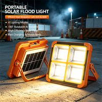 Projecteur LED solaire portable 200W rouge et bleu, adaptatif aux intempéries, avec verre ABS, pour camping et pêche