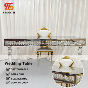 Suave elegante rectángulo boda cariño Mesa cristal plata acero inoxidable mesas de boda - Product Image 2