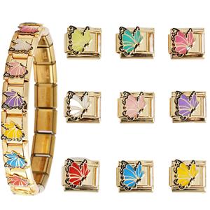 Bracelet modulaire avec breloques papillon dorées, bijoux détachables à faire soi-même, cadeau unisexe - Product Image 1