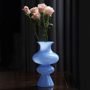 Vase en verre <span class=keywords><strong>bleu</strong></span> fait à la main décoration de salon arrangement floral fait à la main décoration de l'espace nordique - Product Image 6