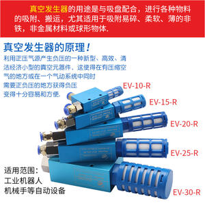 Generador de Vacío Neumático de Alta Succión EV10 15 20 25 30R con Rosca, Componentes Industriales, Fuente de Presión Negativa de Alto Flujo - Product Image 3