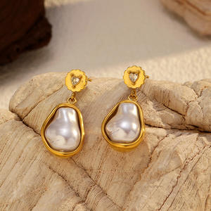 Pendientes de Acero Inoxidable 304 con Perlas Barrocas Blancas de Estilo Barroco, Elegantes y con Temperamento, para <span class=keywords><strong>Mujer</strong></span> - Product Image 3