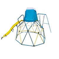 Ensemble de jeux de gymnastique en forme de dôme, combinaison d'escalade de 10 pieds avec plateforme pivotante, toboggan Jungle, barre de singe pour 3 enfants et plus