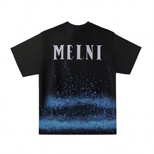 Camiseta de Moda Americana OEM de Alta Calidad con Estampado de Letras Moteadas y Logo Drip Core, Estilo Casual Urbano para Parejas, Holgada, Cuello Redondo - Product Image 3