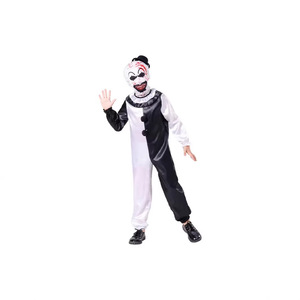 Disfraz de payaso de Halloween, mono a rayas con lunares en blanco y negro con máscara para niños de 8 a 13 años, juego de rol de cosplay - Product Image 3
