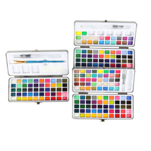 Professionelle 50/72/90 Einschließlich <span class=keywords><strong>Metallic</strong></span> und Fluoreszierende Farben in Tragbare Box soild Aquarell malen Set für Künstler - Product Image 1