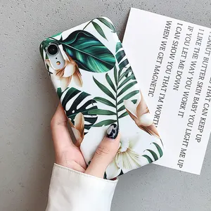 Hot Art Bloemen & Bananenblad Telefoon Case Voor Iphone 12 Mini 11 Pro Max Xr Xs Max 6 7 8 Plus X Soft Imd Telefoon Back Cover Cases