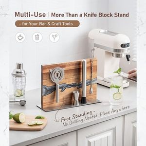 <span class=keywords><strong>Portacoltelli</strong></span> Magnetico da Appoggio, Supporto in Legno di Acacia Senza Foratura con Resina Epossidica Artistica e Magnete Potente - Product Image 6