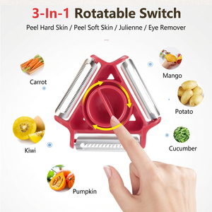 Éplucheur 3-en-1 en acier inoxydable avec lame rotative, coupe-fruits et légumes multifonctionnel, gadgets de cuisine pour cuisine commerciale - Product Image 2
