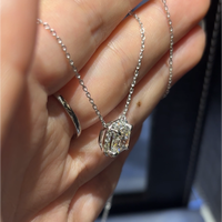 Collier classique vintage pour femme avec diamant, or blanc massif 18 carats, diamant de laboratoire certifié IGI taille coussin, halo de diamants, marque Star