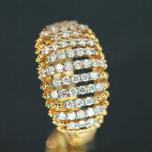 Aazuo – bijoux de luxe en or jaune massif 18 carats, diamants naturels taille brillant, 12.8MM, bague à grandes lignes, cadeau haut de gamme pour femme - Product Image 5