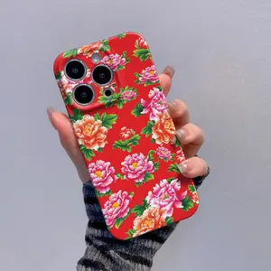 Funda de teléfono móvil dura con logotipo personalizado de flor de Manchuria de alta calidad para iPhone 15 pro 14 13 funda para impresión