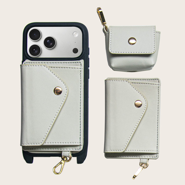 Custom logo Wholesale Minimalist Crossbody Leather Cell Phone Cases Wallet with Strap Leather Cell Phone case