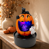 Fontaine d'eau en acier inoxydable en forme de citrouille d'Halloween, décoration avec boule de verre LED rotative, étanche, décor effrayant pour intérieur et extérieur