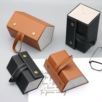 Étui de rangement pliable en cuir PU pour 6 paires de lunettes et de lunettes de soleil avec logo personnalisé et options de couleur personnalisées