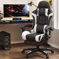 Chaise de jeu PC ergonomique en gros, chaise de jeu confortable en cuir style course avec repose-pieds