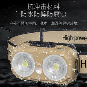 Lampe frontale T-21 1200mAh rechargeable à LED, lampe de travail portable haute puissance pour usage extérieur - Product Image 3