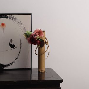 Florero de bambú, accesorio cilíndrico de bambú para arreglos florales en salas de té, adorno para mesa de té, florero. - Product Image 1