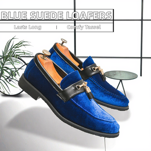 Mocasines Casuales de Gamuza Azul Verde de Talla Grande, Zapatos Cómodos con Borlas para Bodas y Ocasiones Formales, Transpirables y Sólidos - Product Image 2