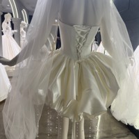 Robe courte style A-line en satin doux importé, personnalisable, moderne, de couleur ivoire