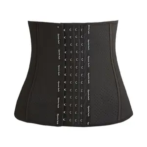 Recortadora de cintura de látex para mujer con etiqueta privada, entrenador de cintura de látex con estampado de logotipo de acero 9, faja de cintura con control firme